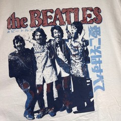The Beatles Graphic T-Shirt Large/Extra Large Cream Japanese Text Band Merch Tee