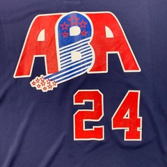 New Era ABA Baseball Jersey Mens M Medium Navy Blue Red Henley Short Sleeve