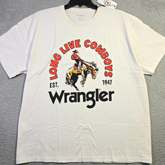 Wrangler Cowboys Shirt Men XL White Cowboy Horse Classic Western Casual Logo NWT