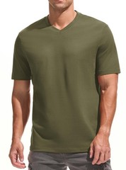 Men’s V-Neck T-Shirt – Premium 95% Cotton 5% Spandex Soft Slim Fit Tee, Breat…