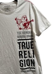 True Religion The Original Buddha Brand White T Shirt Men’s SZ M Long Length GUC