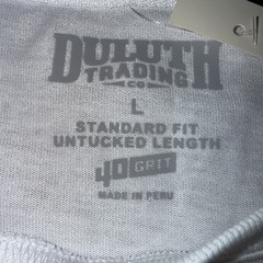 Duluth Trading Co.Men’s 40 Grit L Standard Fit Untucked Length White T-Shirt NWT