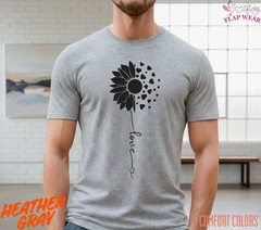 Unisex Sunflower Heart Love T shirt Men T shirt Women valanity day Romantic