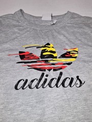 Adidas Mens XL T-Shirt Gray Black Spell Out Graphic Trefoil Logo Performance Tee