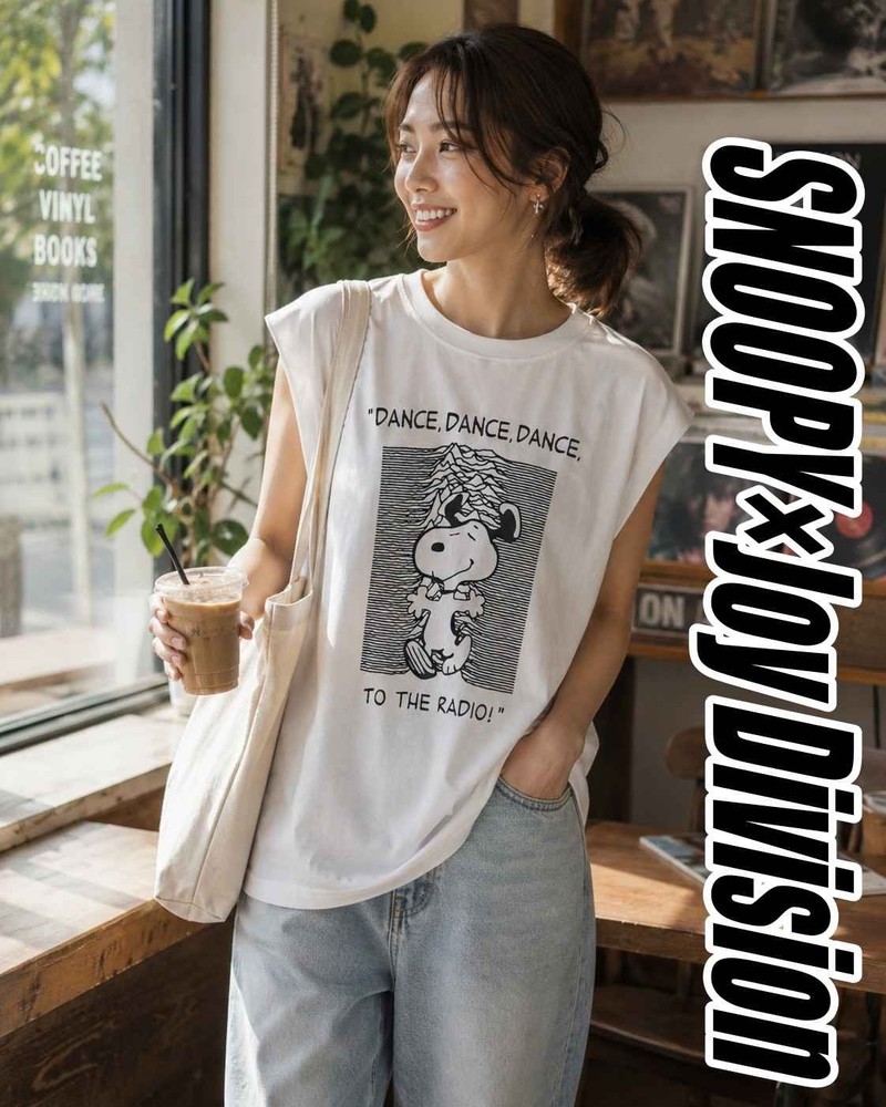 Snoopy Joy Division Unknown Pleasures Sleeveless T-Shirt XL White New