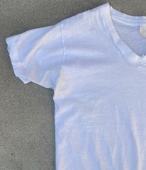 Vintage Two Guys White V Neck T Shirt Combed Cotton Size M Single Stitch