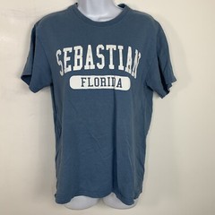 Delta Pro Weight T Shirt sz M Blue Sebastian Florida Retro Tourist Chic Casual