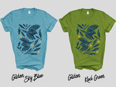Retro Botanical Birds T-Shirt, Folk Art Bird Shirt, Vintage Nature Tee, Cottagec