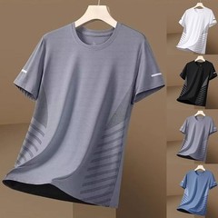 Mens Ice Silk T Shirt with Short Sleeves Ideal for Sports and Casual Wear