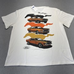 Ford Mustang Old Navy Shirt Mens 2XL White Graphic Tee Sea Salt Back Print XXL