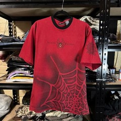 00s Y2K No Boundaries Spider Web Venom Tattoo Red & Black Graphic Tee – Large