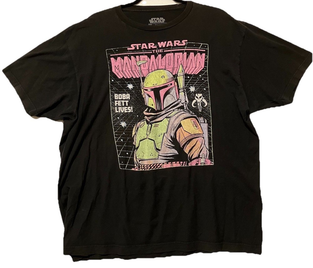 Star Wars Mandalorian Fifth Sun T-Shirt XL Black “Boba Fett Lives”