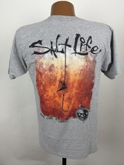 Salt Life Shirt Mens Medium Heather Gray Pocket Tee Deep Sea Fishing Outdoor Dad