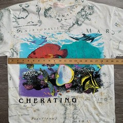 Vintage Cherating Malaysia AOP Nature Souvenir Map T-Shirt Sz. M-L