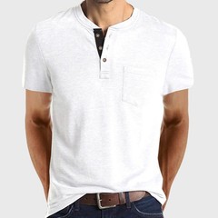 Mens Short Sleeve Henley T Shirt Tops Grandad Button Neck Casual Tee Shirts Tops