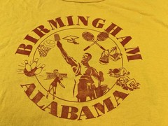 Vintage Distressed Russell Athletic Birmingham Alabama Yellow T Shirt Size XL