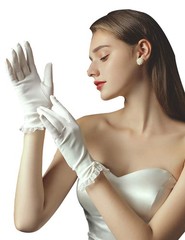 Womens Short Satin Gloves Wrist Length Gloves for Wedding Opera Party 1920s T…