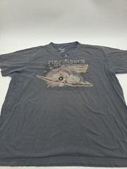 Reel Legends T-Shirt men 2XL Henley Gray Print Logo…#40886