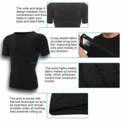 Men Slimming Body Shaper Posture Corrector Vest Abdomen Compression Shirt Top