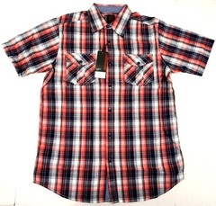 Men’s Plaid Short Sleeve Shirt Button Up 2Pockets Adult M,L,XL,2XL MSRP $42 NWT