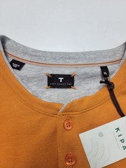$135 New LEFT COAST TEE Henley Collared L/S Shirt Men XL X-LARGE Orange COTTON