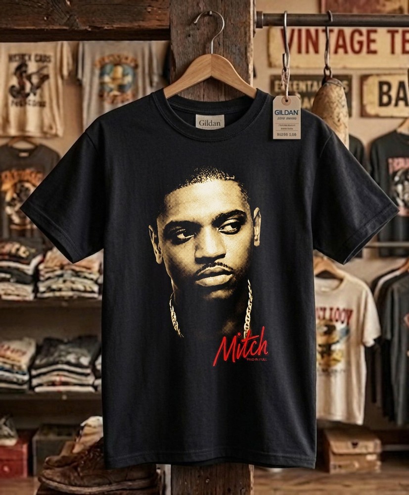 Paid In Full – Mitch 90 Style Graphic Tee Heavyweight Black Cotton T-Shirt