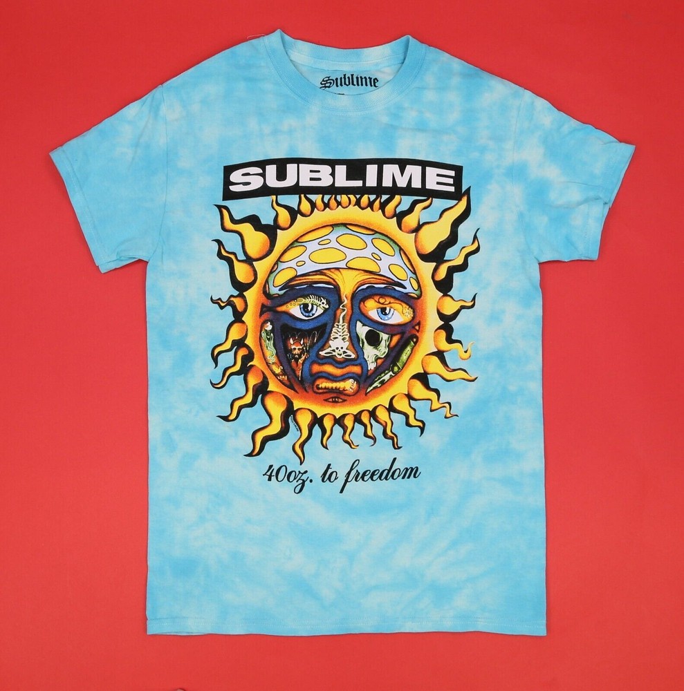Sublime Blue Tie-Dye 40oz of Freedom Sun Logo 90s Music Rock T-Shirt Size: S