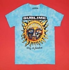 Sublime Blue Tie-Dye 40oz of Freedom Sun Logo 90s Music Rock T-Shirt Size: S