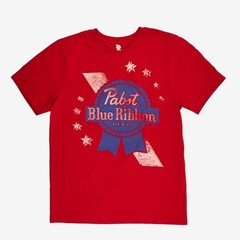 Men’s Pabst Blue Ribbon Americana T-Shirt Red Cotton Poly Short Sleeve S M L XL