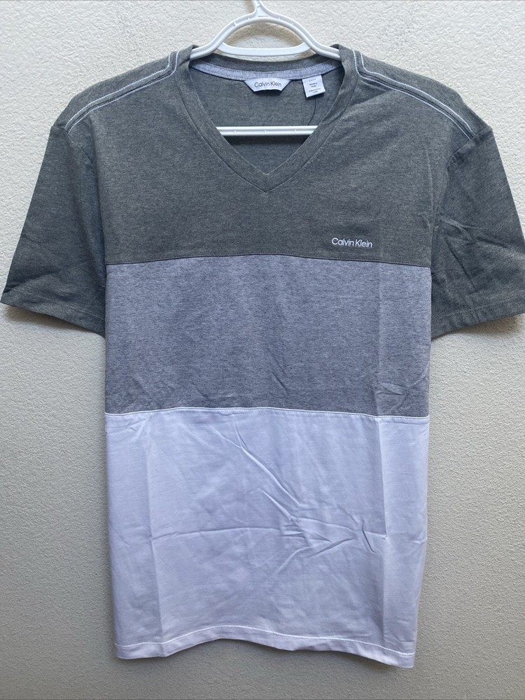 NEW Calvin Klein Men’s Small Gray Tri Color T-Shirt Short Sleeve NWT $45