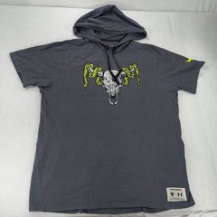 Under Armour Drawstring Hooded Short Sleeve Graphic Shirt Mens Size L Gray