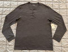 Vince sphere dark grey long sleeve henley shirt L mens NEW MS1309385
