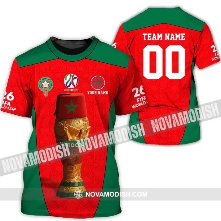 Unisex Shirt – Custom Morocco World Cup 2026 3D Unisex Shirt Vtg WA5922