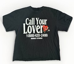 Market Studios Call Your Lover TShirt Black Men’s Large Boxy Skater Brand