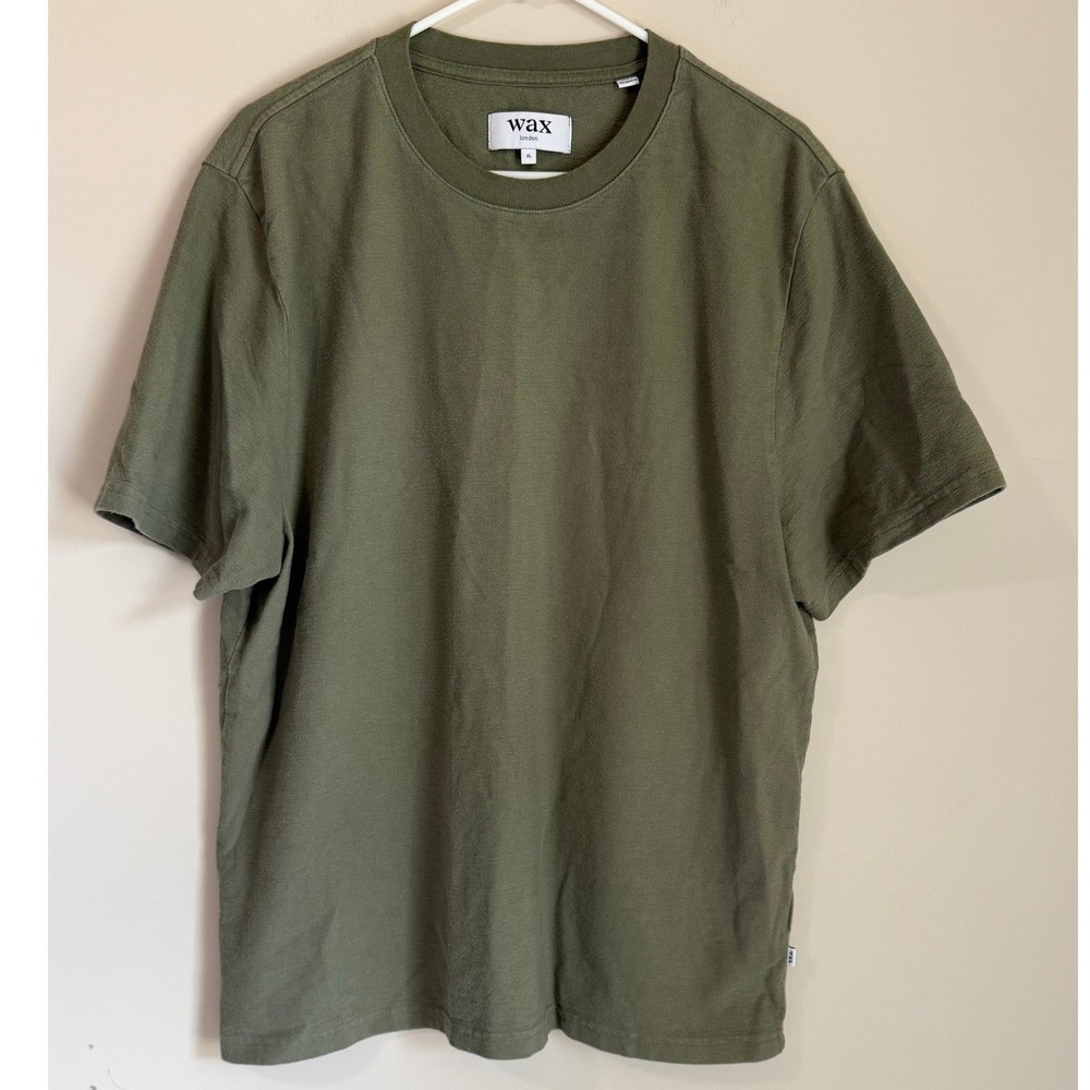 Wax London Dean T-Shirt Mens XL Olive Green Organic Cotton Crewneck Boxy