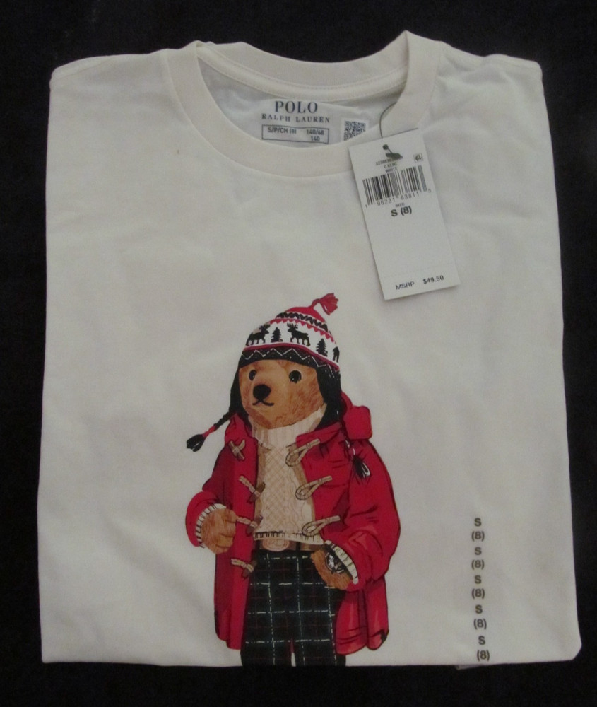 $49.50 Polo Ralph Lauren Bear Graphic Tee Long Sleeves- Size S (8)