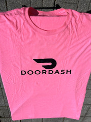 DoorDash Front & Back Food Delivery Driver NEON PINK Short Sleeve 2XL Shirt RARE