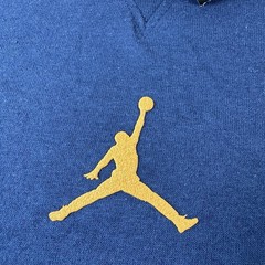 NWT VTG 2007 Nike Air Jordan Navy Blue & Gold Center Jumpman Logo Tee Mens Sz L