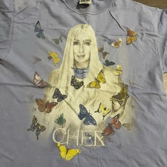 Vintage CHER Farewell Tour T-Shirt Adult Size L Large Butterflies Light Purple
