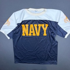 Vintage 80s Artex US Navy Mesh Jersey Shirt Mens L Midshipmen Bill Goat Mascot