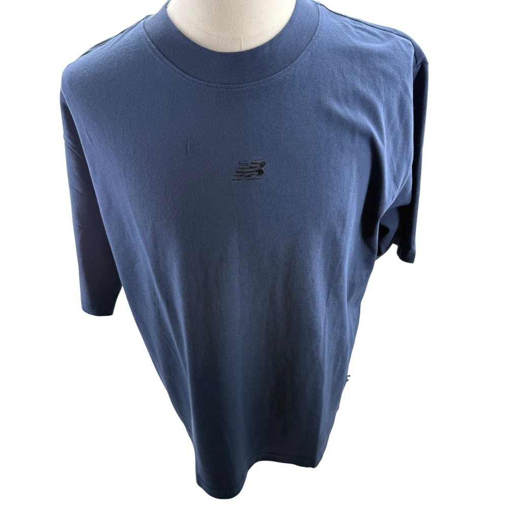 New Balance Mens Oversized Navy Blue Midweight Cotton Tee Shirt Size Medium NEW