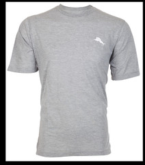 $45 TOMMY BAHAMA Heather Grey ANGLER MANAGEMENT Relaxed Fit Short Sleeve T-shirt