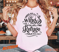 Unisex Psalm 91:4 Bible T-Shirt, Men T shirt,Women T shirt Gift Christian Top