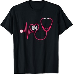 Registered Nurse RN Heartbeat EKG Stethoscope Heart Nursing T-Shirt