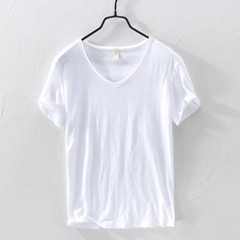 2025 New Mens T Shirt Pure Color V Collar Short Sleeved Tops Tees Men T-Shirt Sl