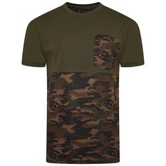 KAM Mens Plus Size Camo Pannnelled Tee in 2 Colour Options 2XL to 8XL
