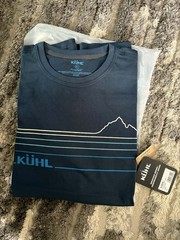 KUHL Men’s Mountain Lines 100% Organic Cotton T-Shirt Xlarge Pirate Blue