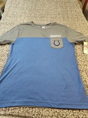 Indianapolis Colts NFL Team Apparel Large T-shirt Blue/Gray Front Pocket NWT