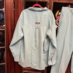 Vintage Veezo Streetwear Hip Hop Y2K Baby Blue Baggy Shirt & Pants Outfit SZ XL