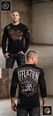 $78 AFFLICTION Black SIDE CAR Skull Long Sleeve Slim Fit Y2K T-shirt NWT